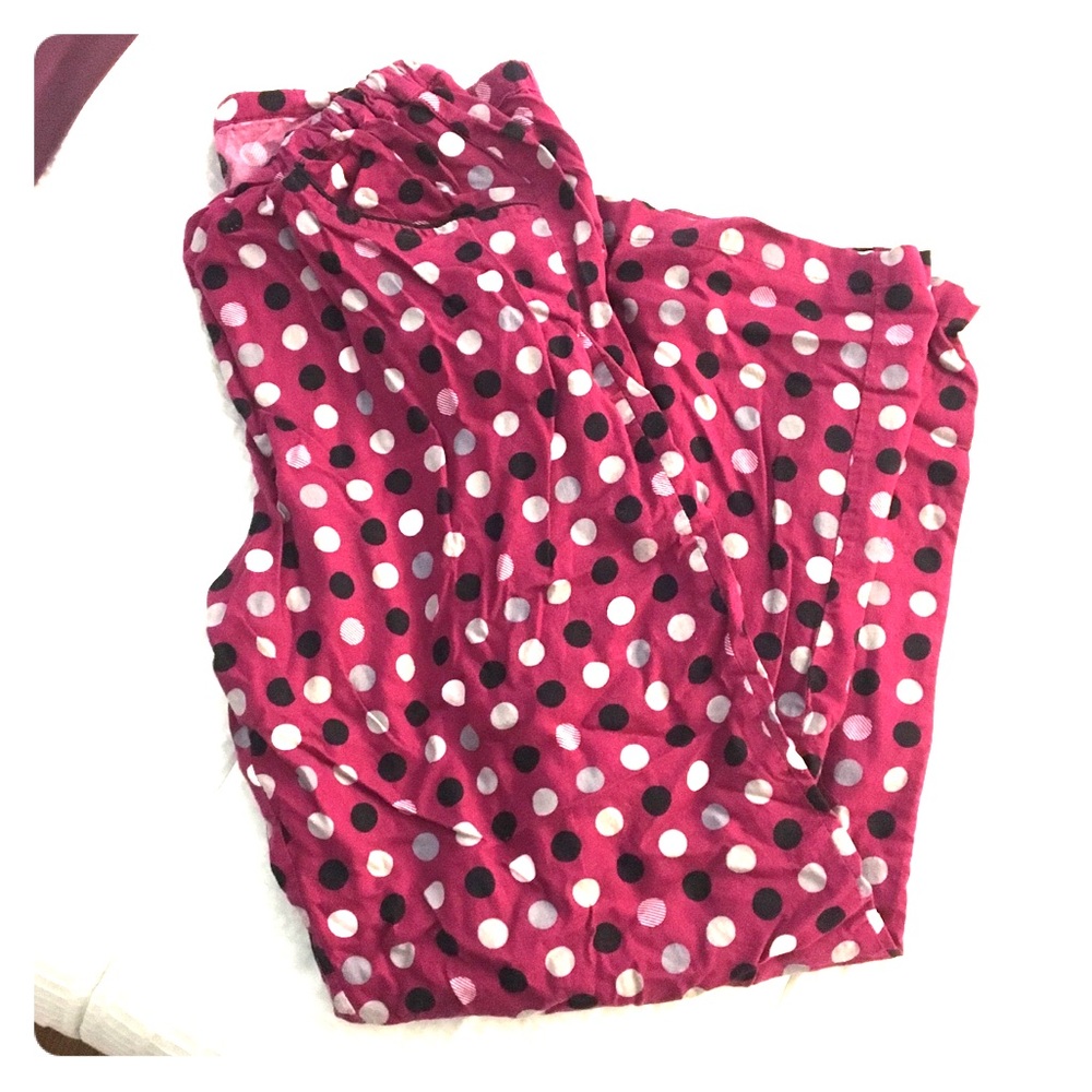 Red, black, white polka dot pajama pants/bottoms